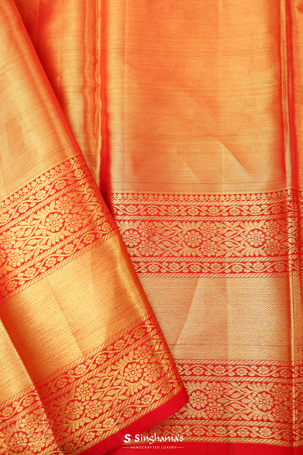 Peach Pink Tissue Kanjivaram Saree With Floral Jaal Work