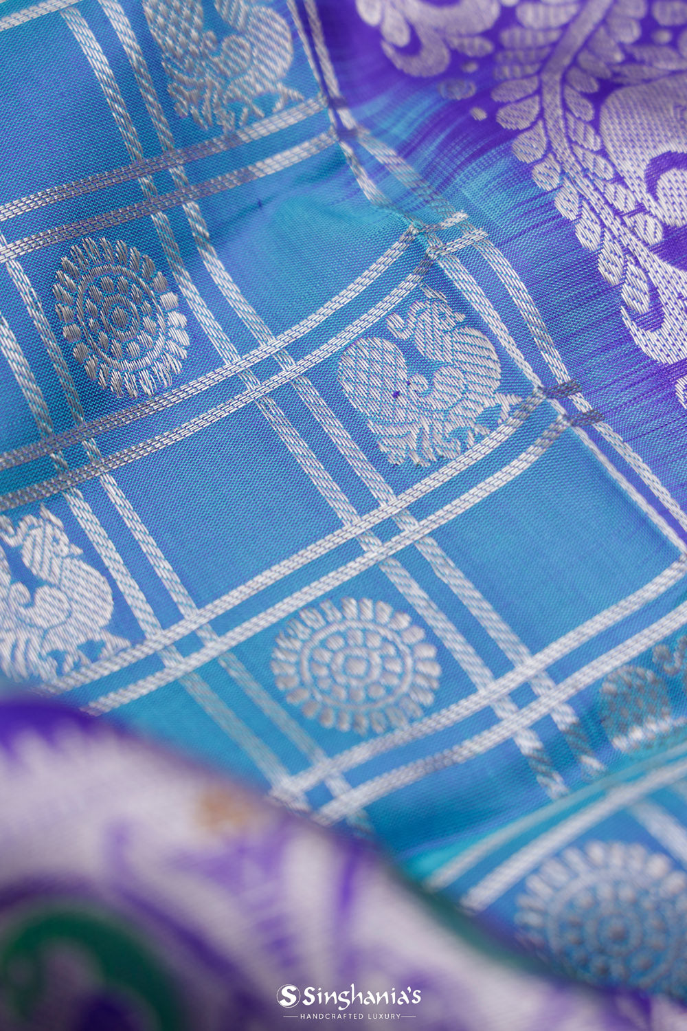 Cornflower Blue Venkatagiri Silk Saree With Contrast Border