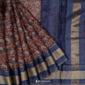 Japanese Carmine Red Printed Maheshwari Saree With Floral Pattern