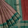 Coral Cream Printed Maheshwari Saree With Paisley Pattern