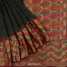 Onyx Black Printed Silk Saree With Bandhani Pattern