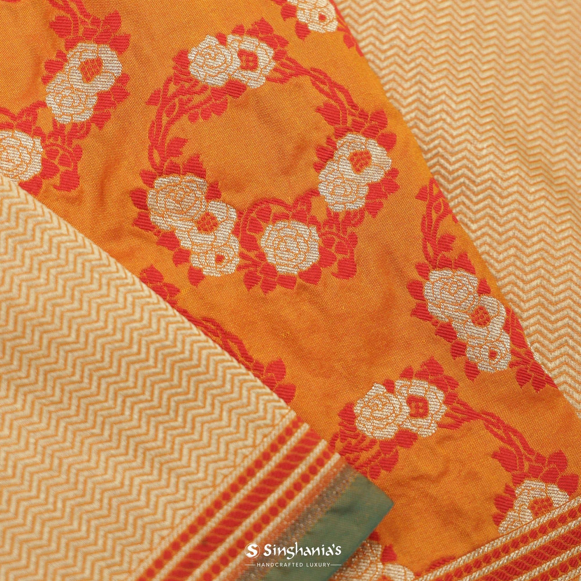 Dahlia Yellow Silk Saree With Banarasi Weaving