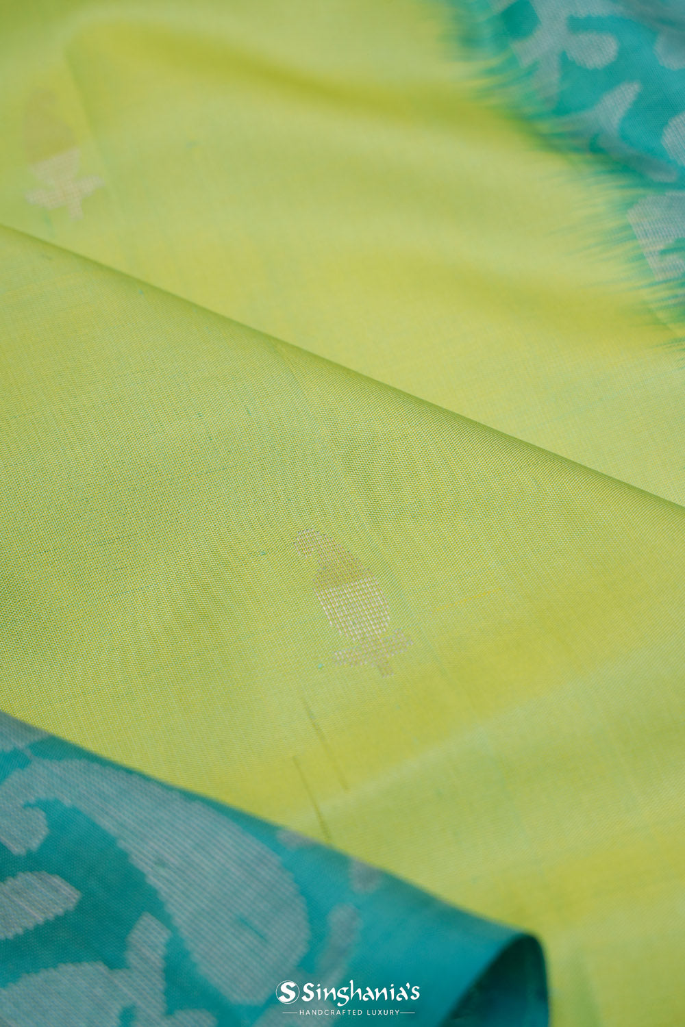 Lime Green Soft Silk Saree With Contrast Border