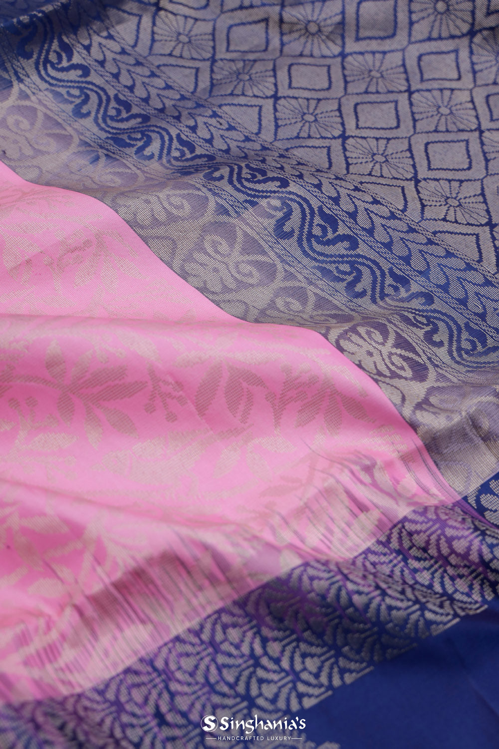 Lace Pink Soft Silk Saree With Contrast Border