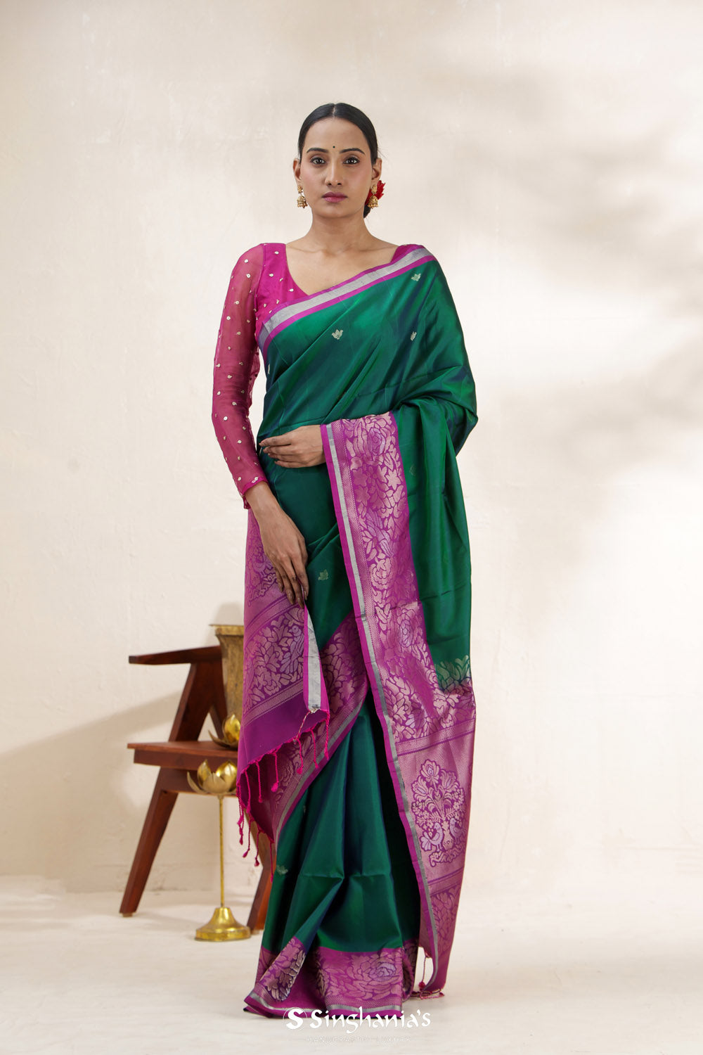 Bright Pink Soft Silk Saree