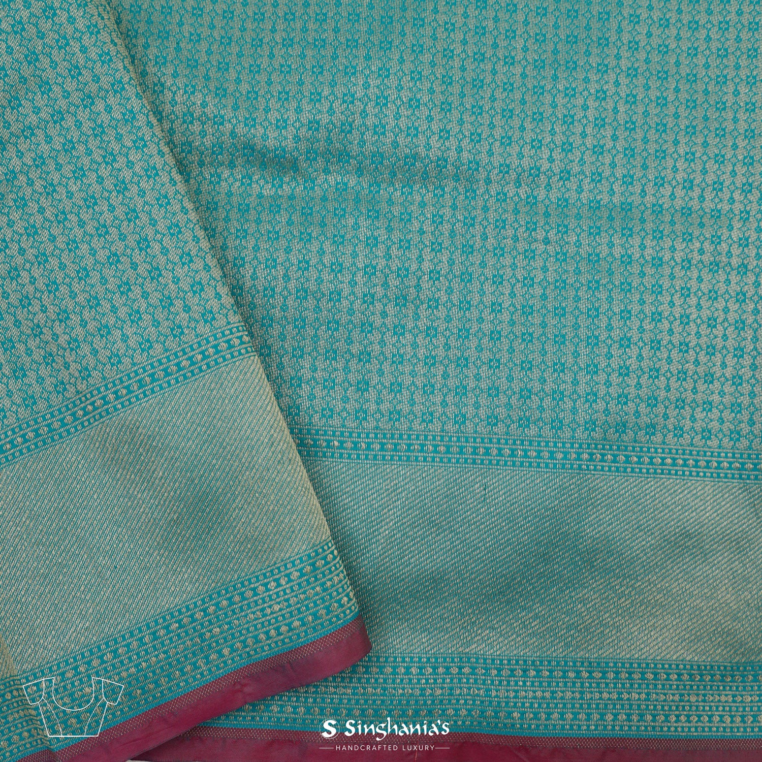 Aqua Blue Silk Saree With Banarasi Weaving