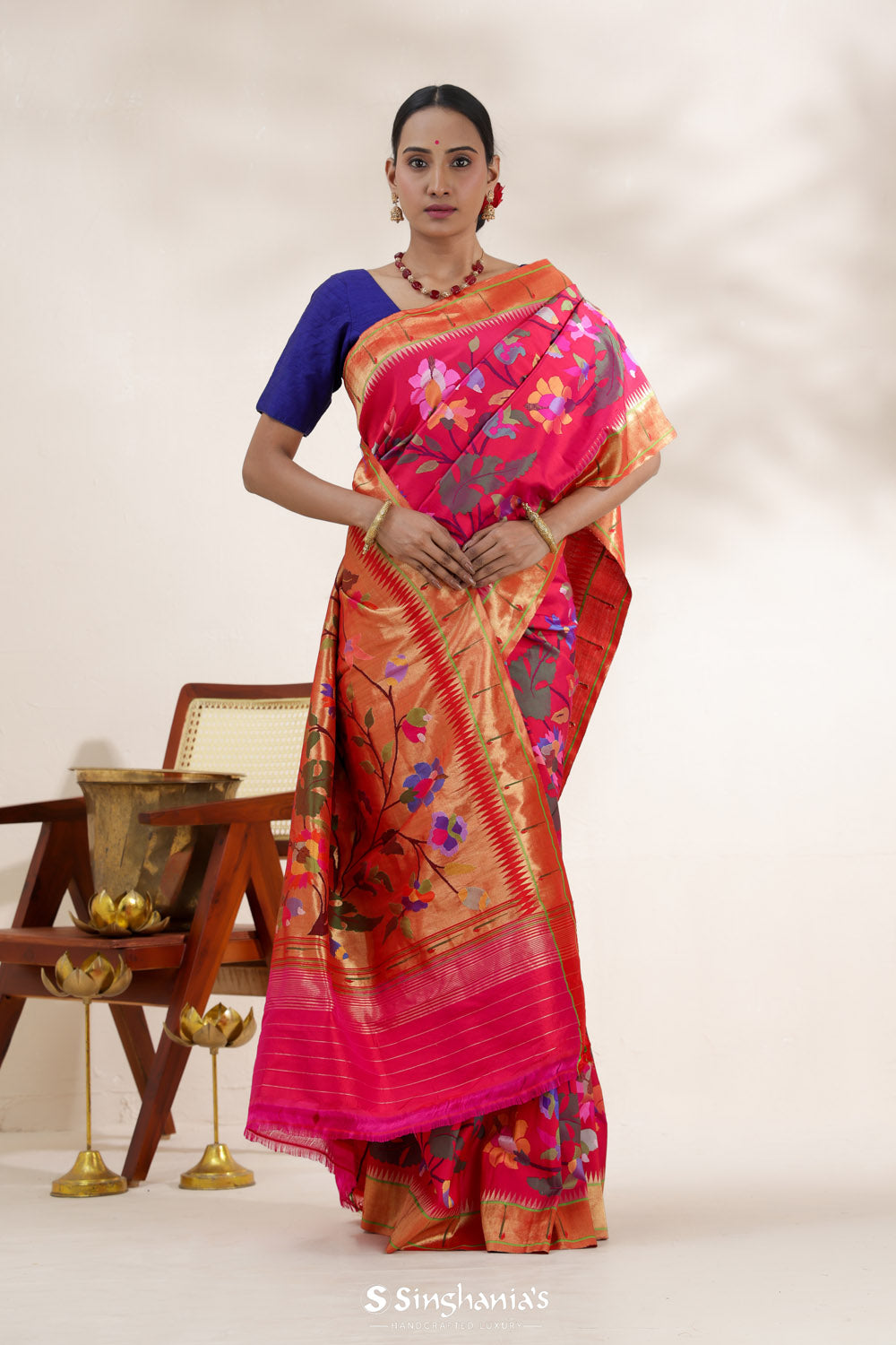 Desire Red Paithani Handloom Silk Saree