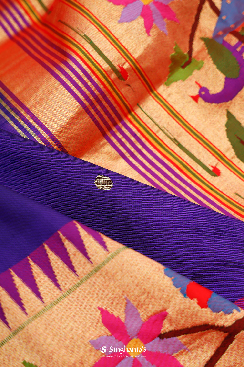 Indigo Blue Paithani Handloom Silk Saree