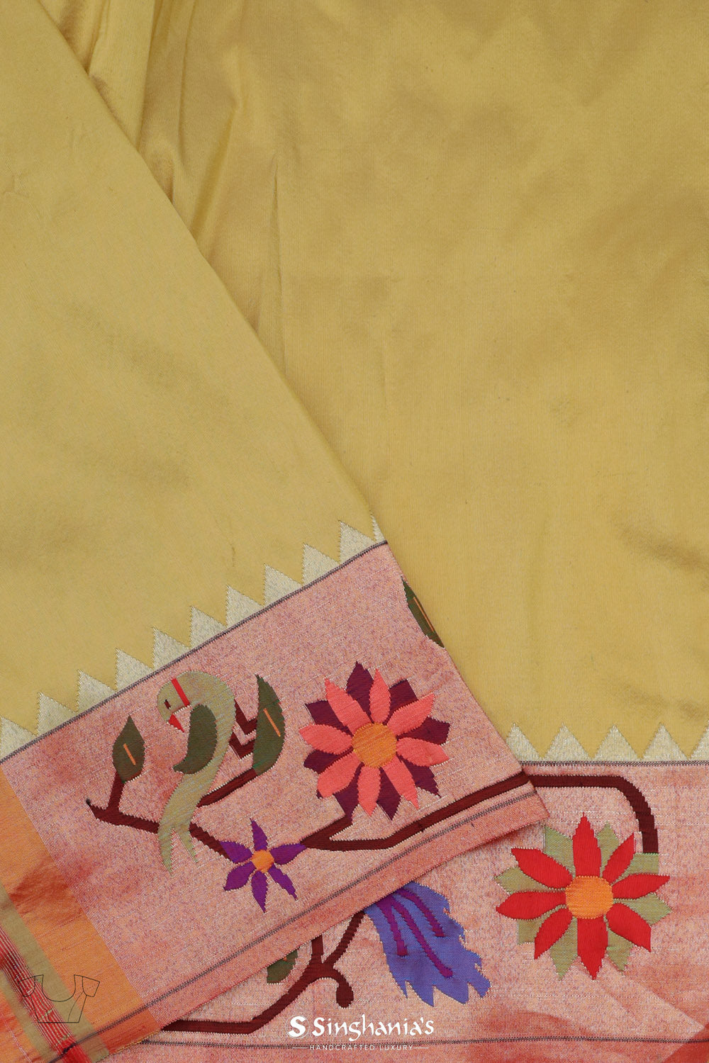 Warm Yellow Paithani Handloom Silk Saree