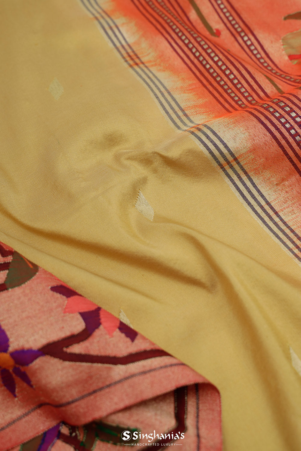 Warm Yellow Paithani Handloom Silk Saree