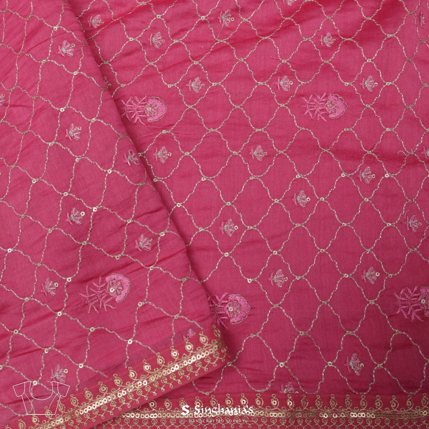 Blush Pink Printed Silk Saree With Bandhani Pattern