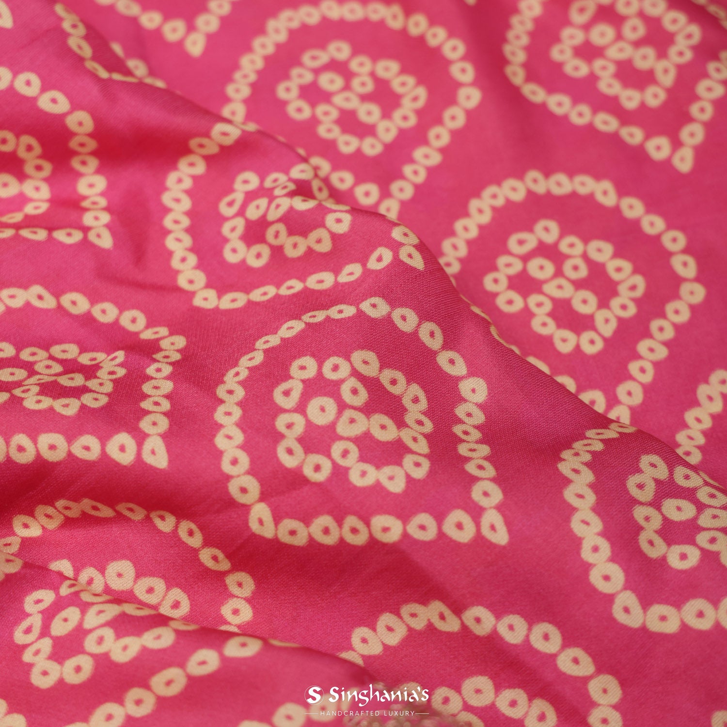 Blush Pink Printed Silk Saree With Bandhani Pattern