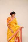 Gold Yellow Organza Chiniya Banarasi Saree