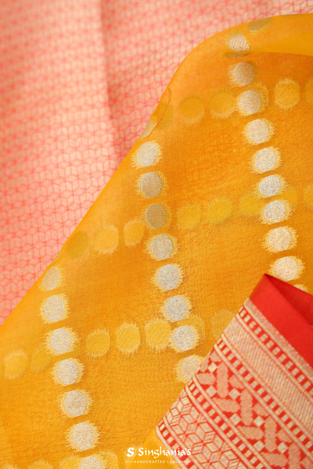 Gold Yellow Organza Chiniya Banarasi Saree