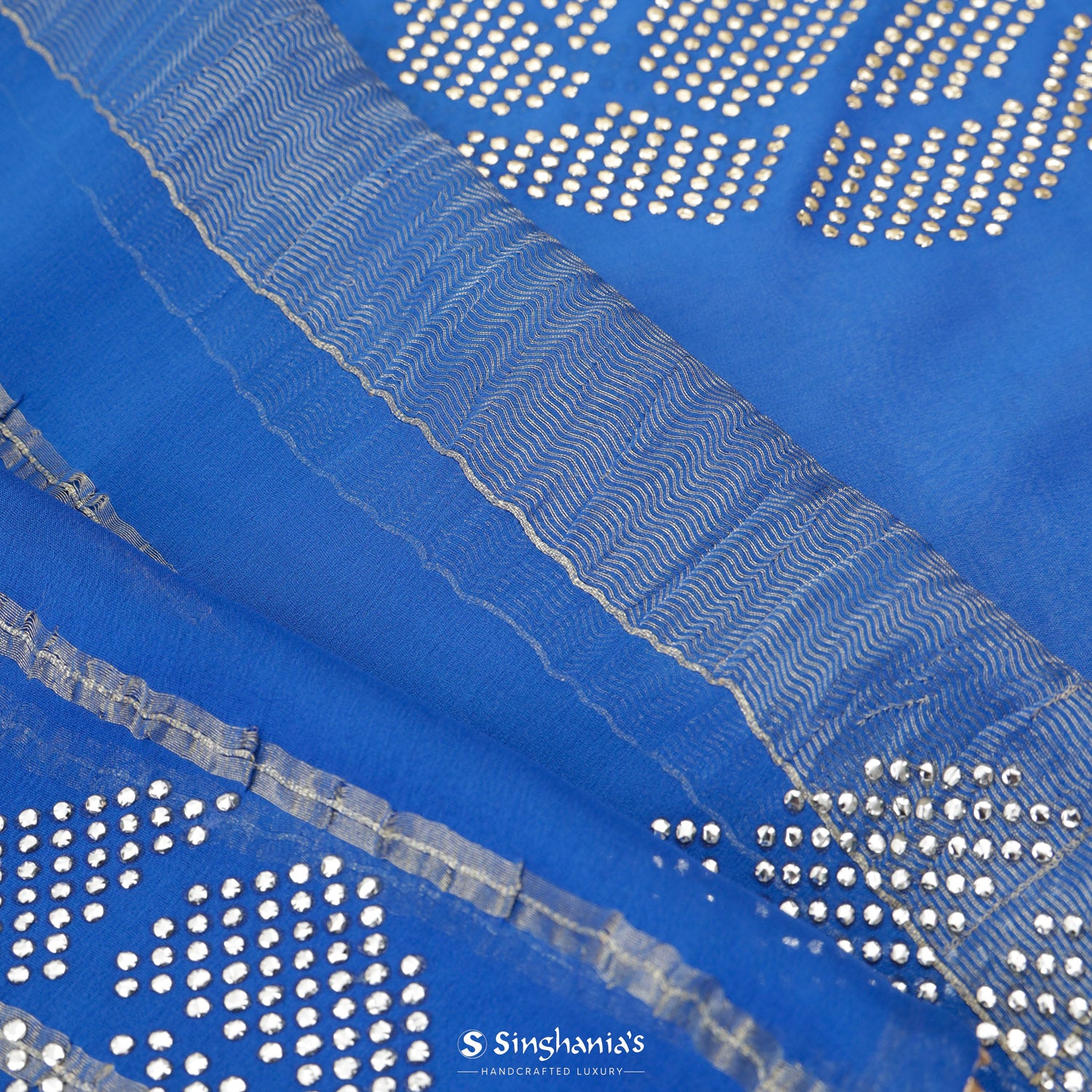 Light Blue Georgette Saree With Foil Work