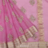 Neon Pink Organza Saree With Embroidery
