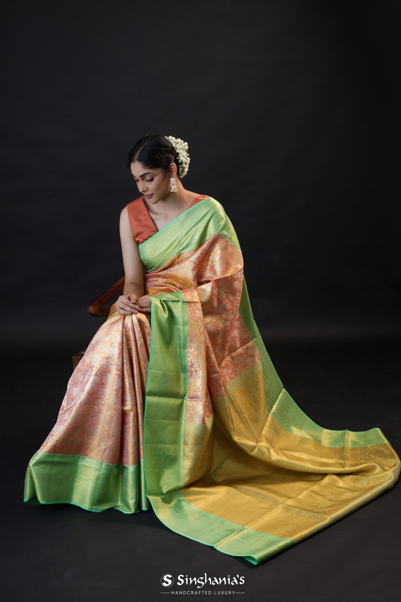 Beautiful Pure Kanjivaram Tissue Silk saree With Unstitched Running Blouse For Women Bridal buy Bridesmaid Wear Sari