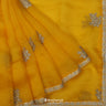 Saffron Yellow Organza Saree With Embroidery