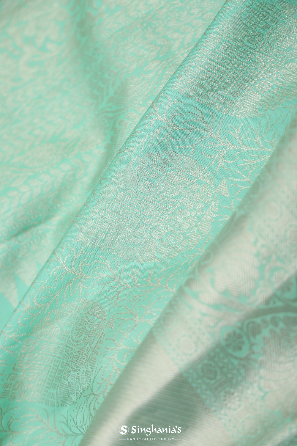 Bright Mint Jaal Kanjivaram Silk Saree