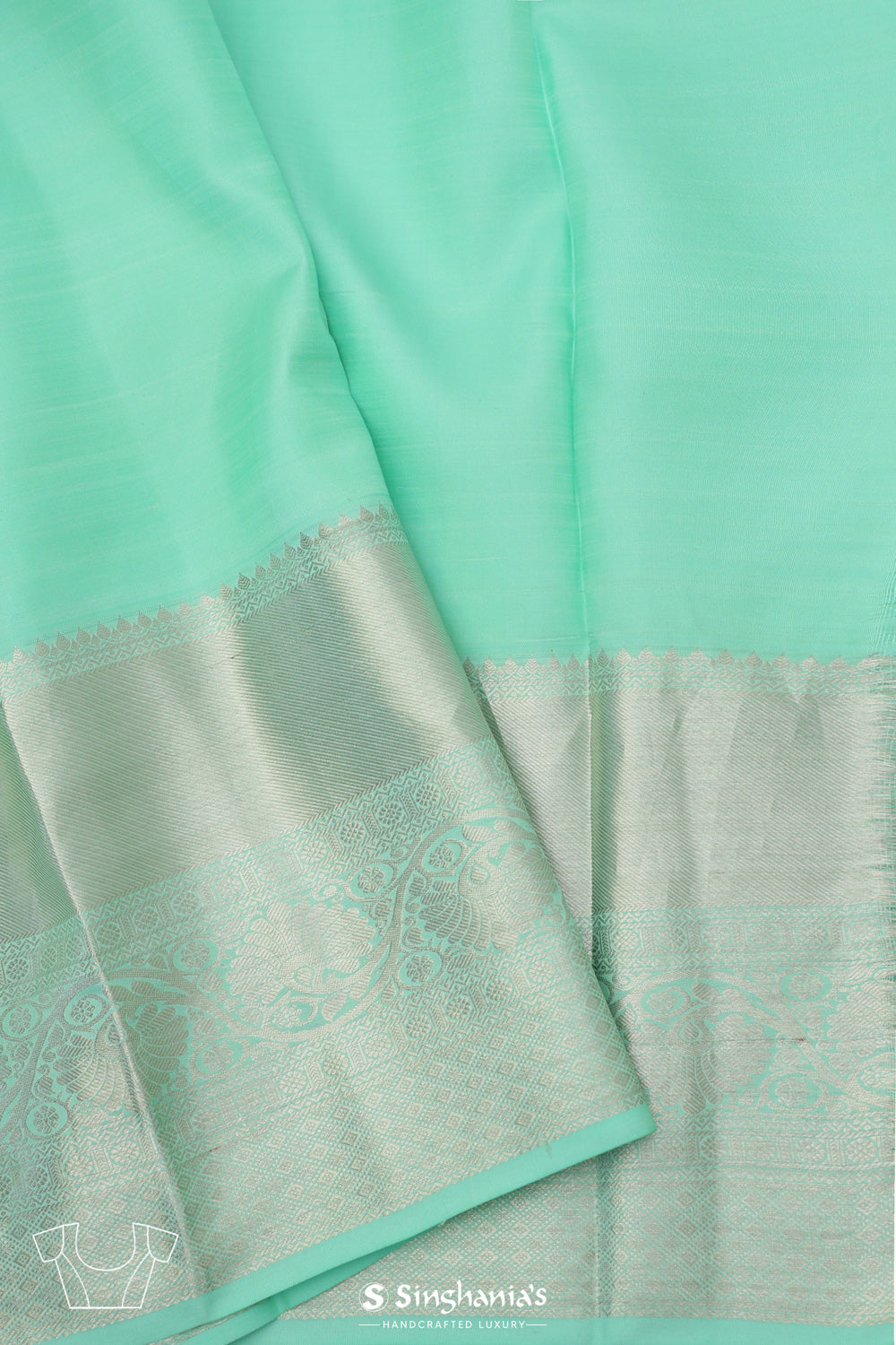 Bright Mint Jaal Kanjivaram Silk Saree