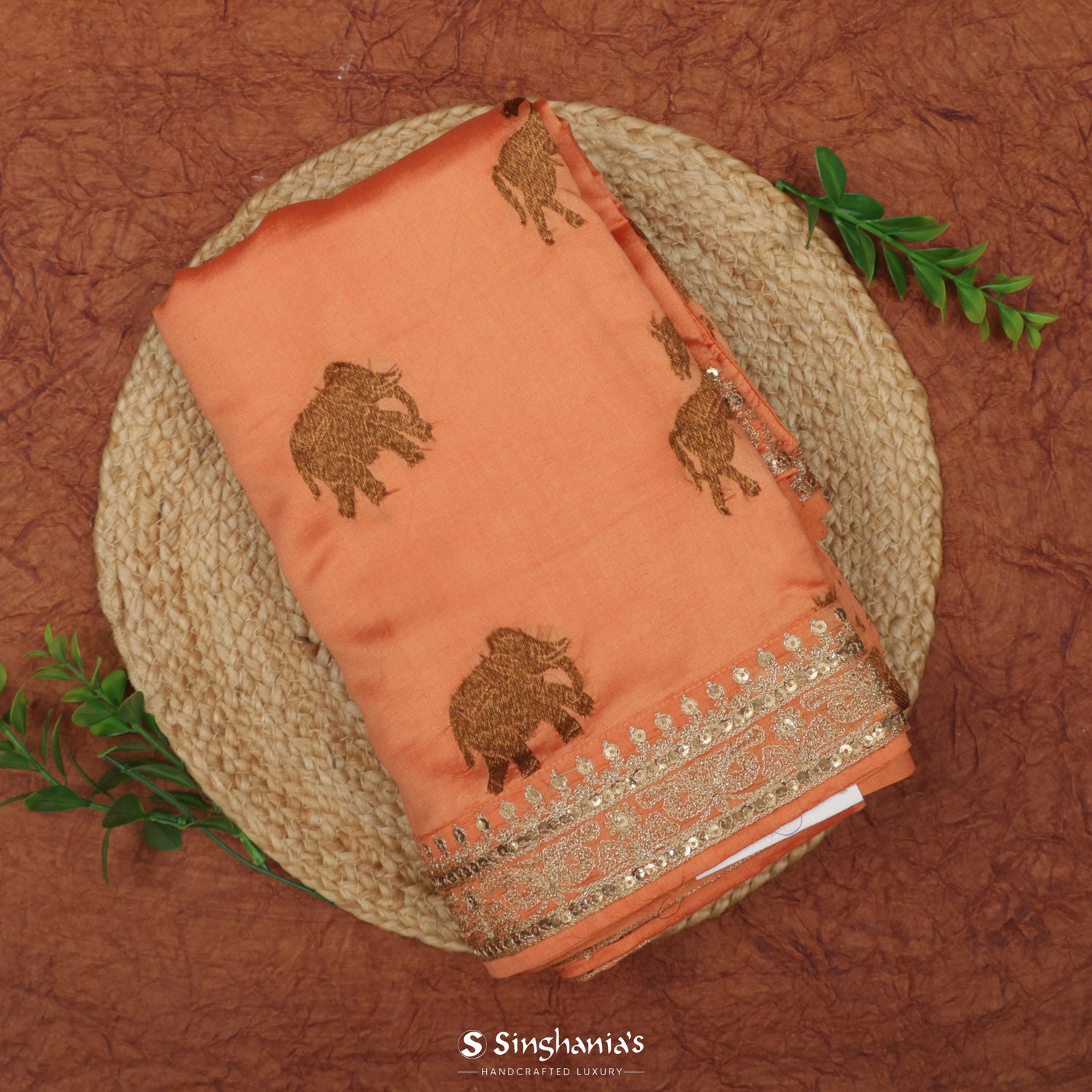 Sunrise Orange Silk Saree With Banarasi Weaving