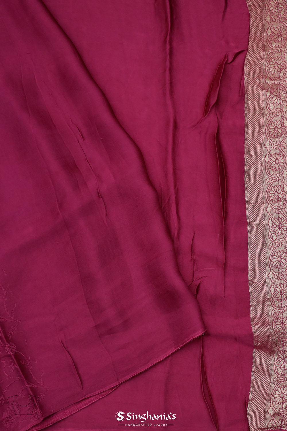 Pansy Purple Banarasi Mashru Silk Saree With Floral Butti Motifs