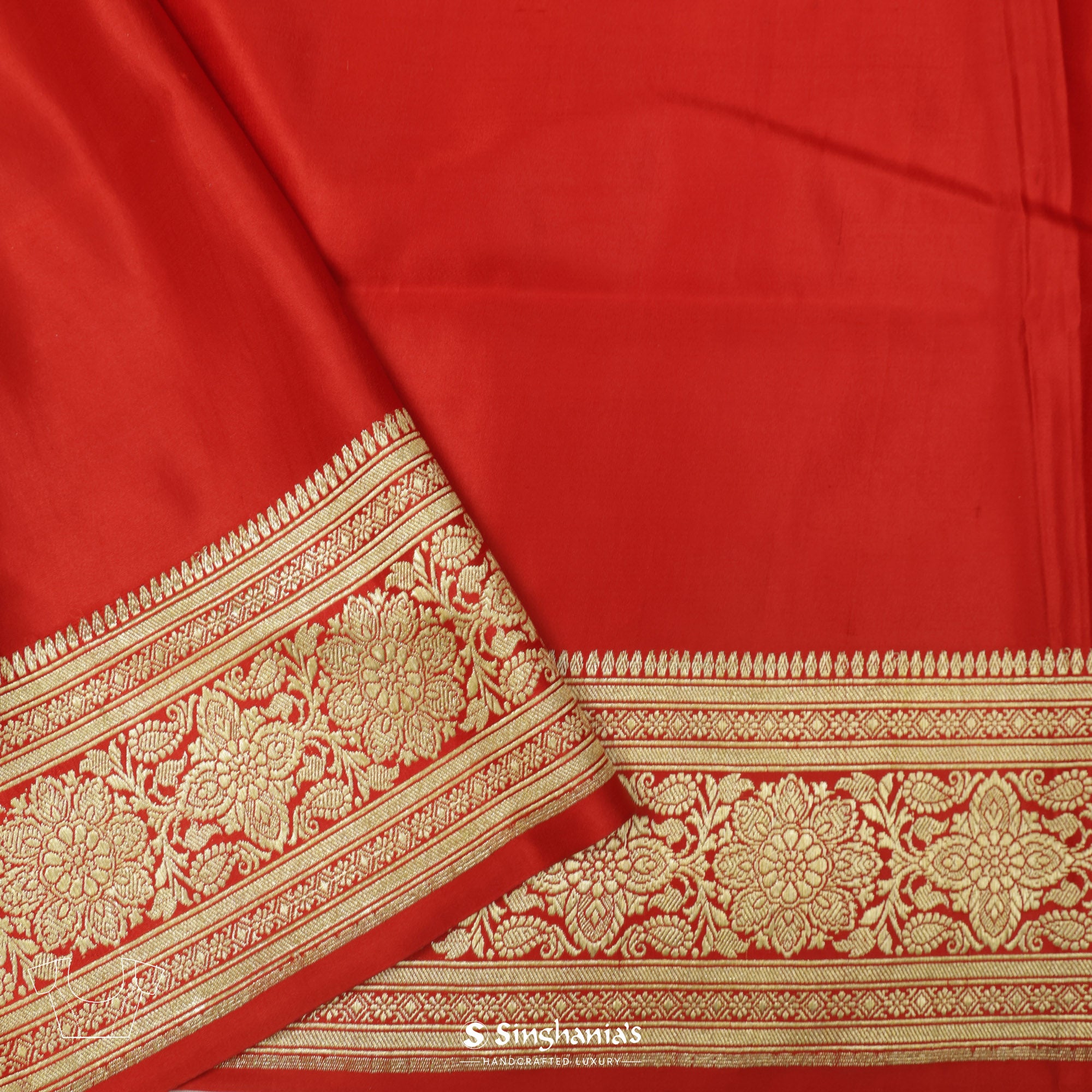 Persian Red Silk Saree With Banarasi Weaving