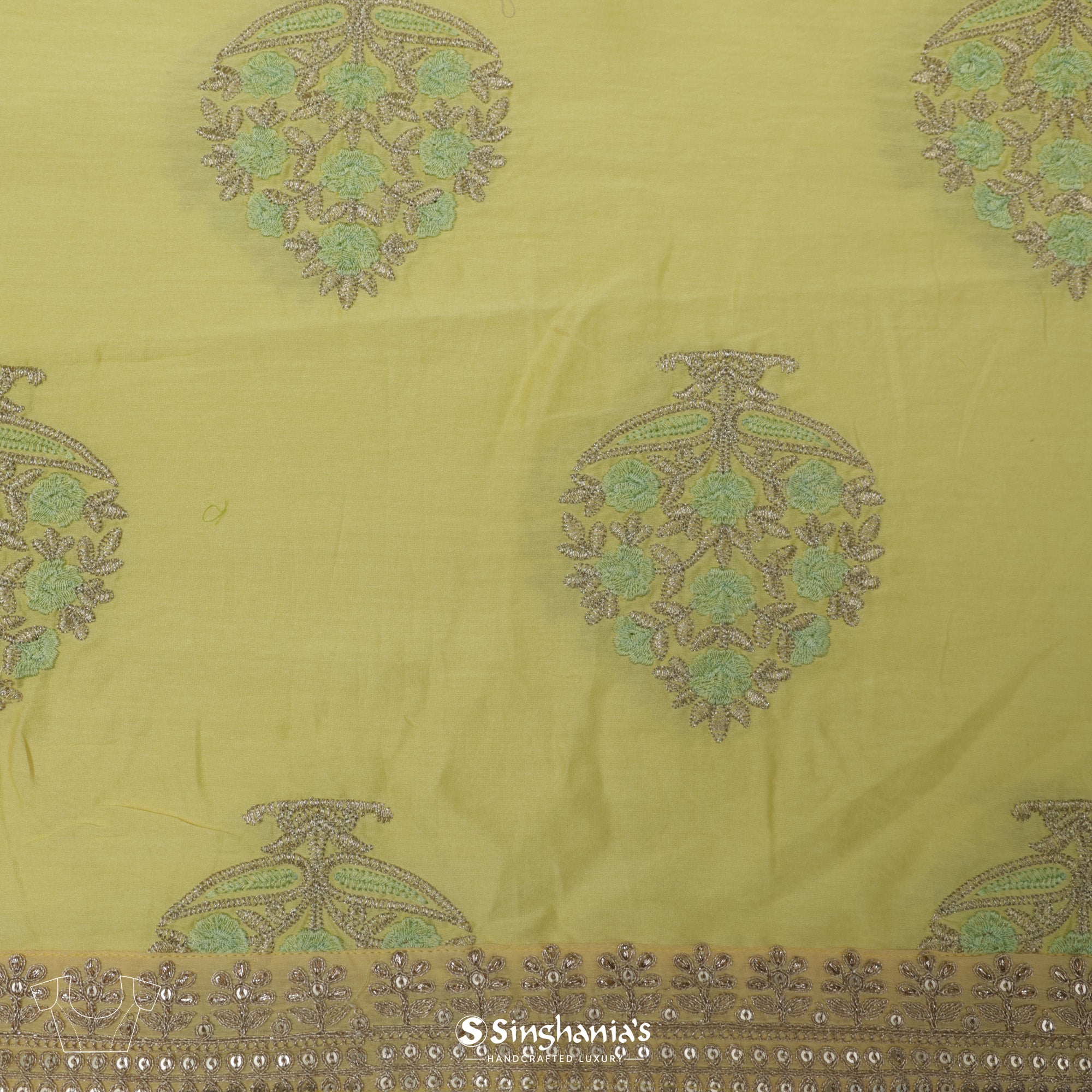 Transparent Yellow Organza Saree With Embroidery