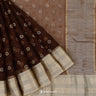 Coffee Brown Organza Saree With Mukaish Work In Floral Buttis