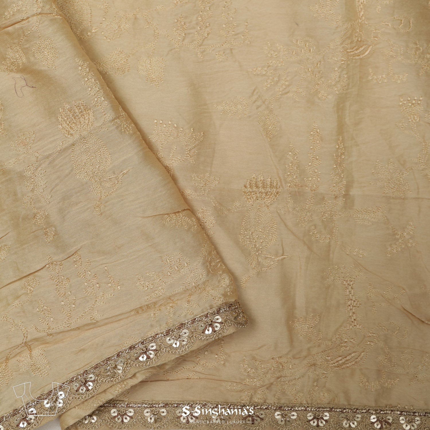 Moccasin Yellow Organza Saree With Floral Butti Weaving