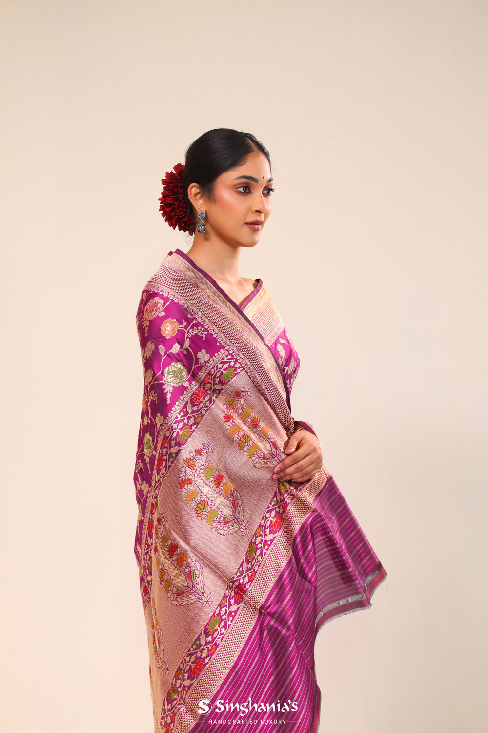 Cardinal Purple Chiniya Banarasi Silk Saree