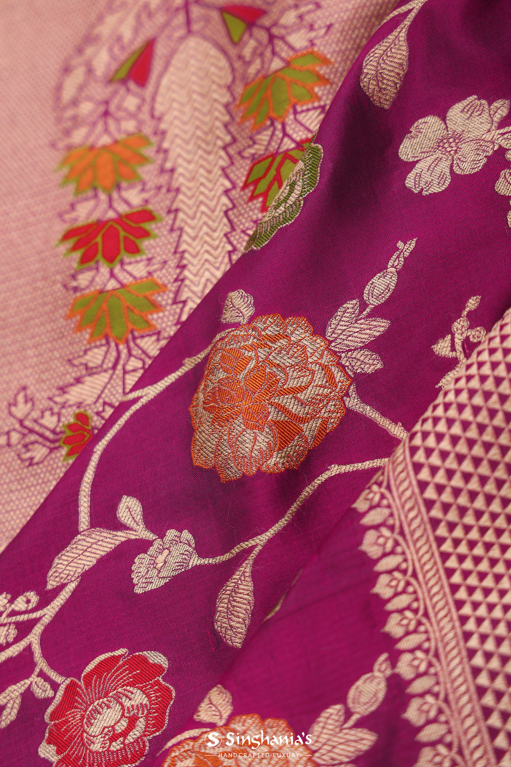 Cardinal Purple Chiniya Banarasi Silk Saree