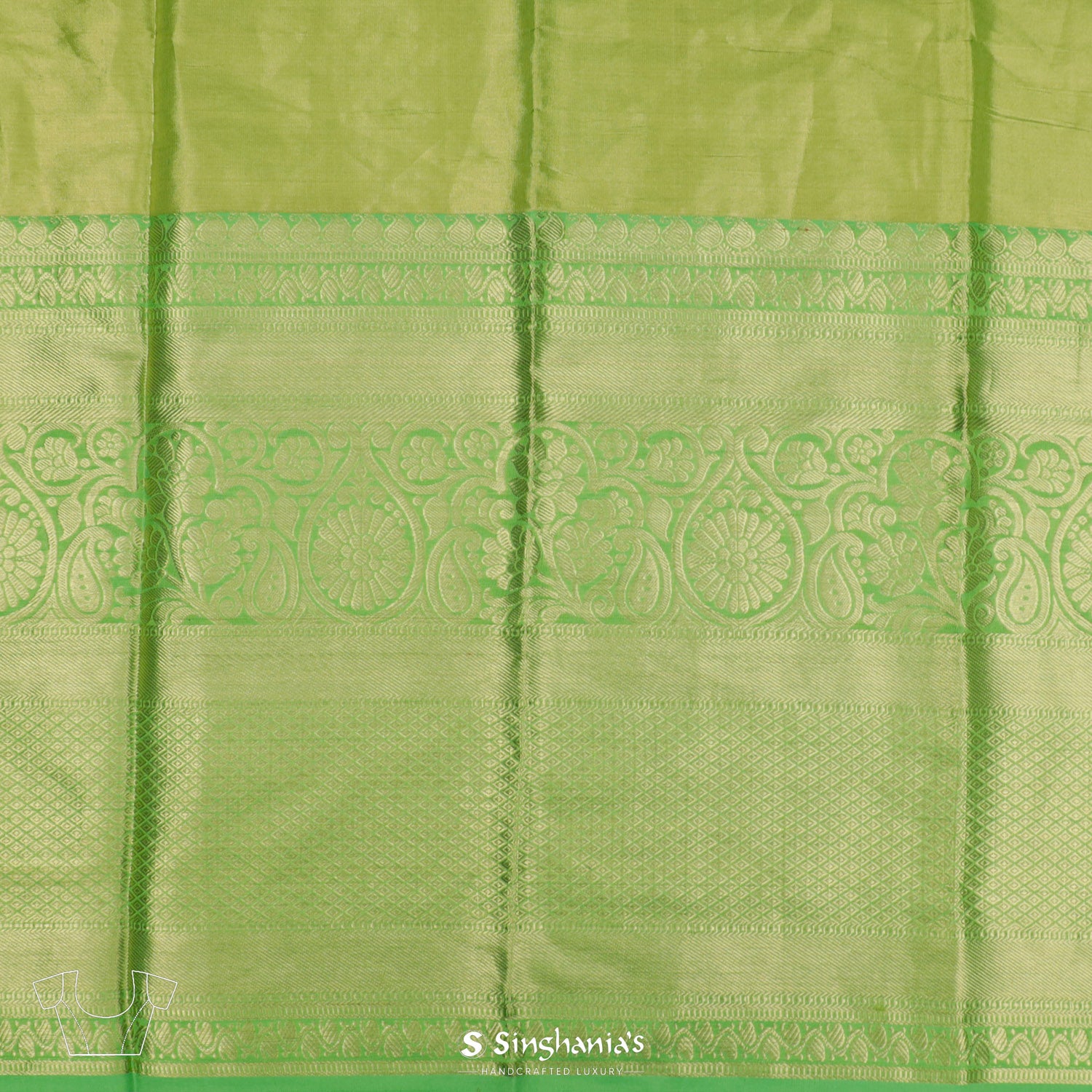 Gold - Yellow Kanchi Saree With Floral Jaal Pattern