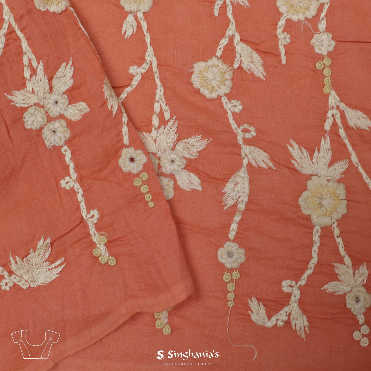 Squash Orange Organza Saree With Gotapatti Work