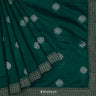 Pine Green Matka Silk Saree With Floral Zari Buttis