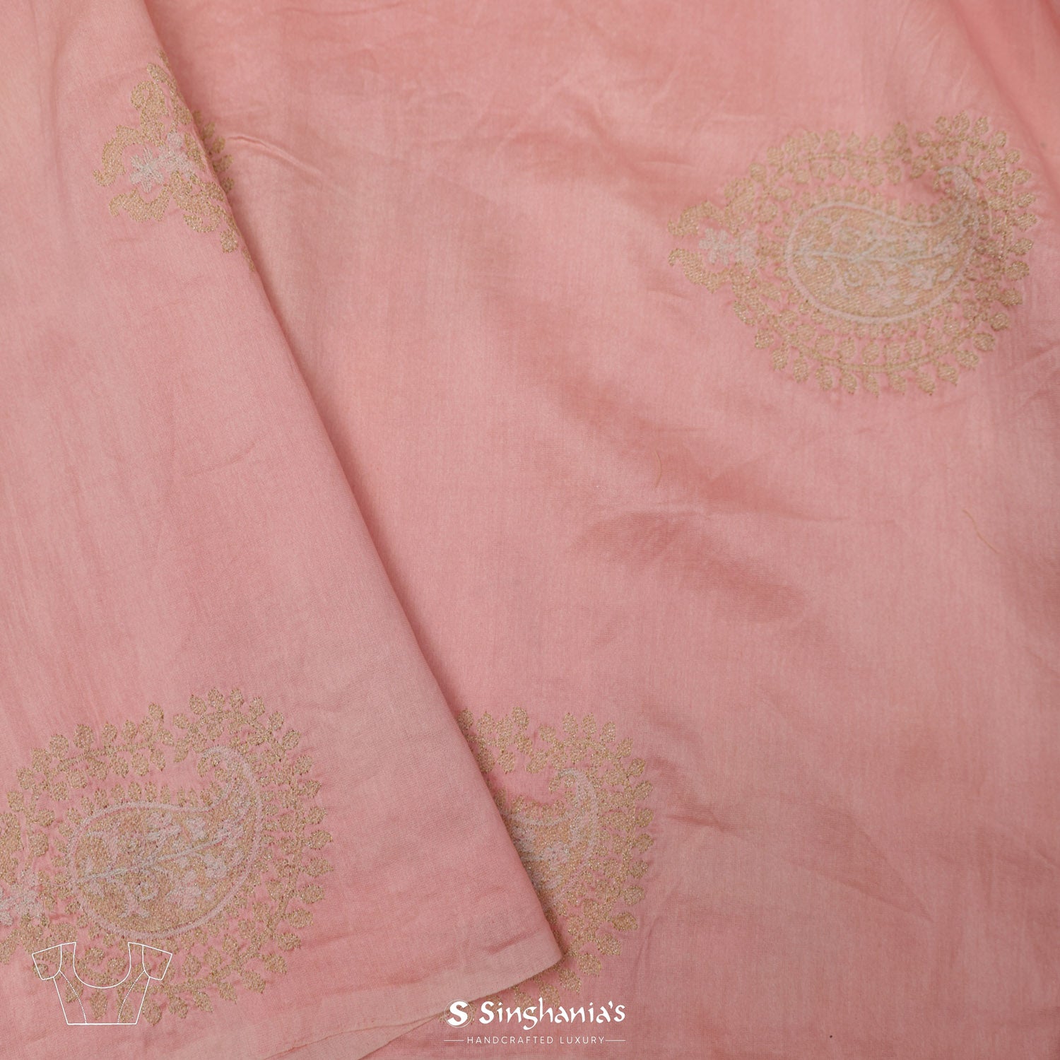 Bubblegum Pink Organza Saree With Floral Embroidery