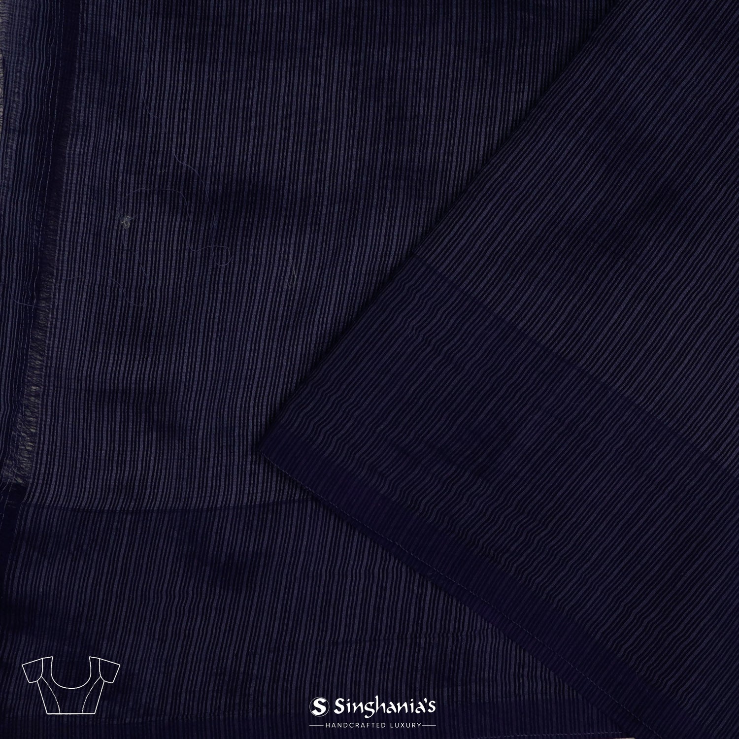 Dark Navy Blue Kota Saree With Banarasi Weaving