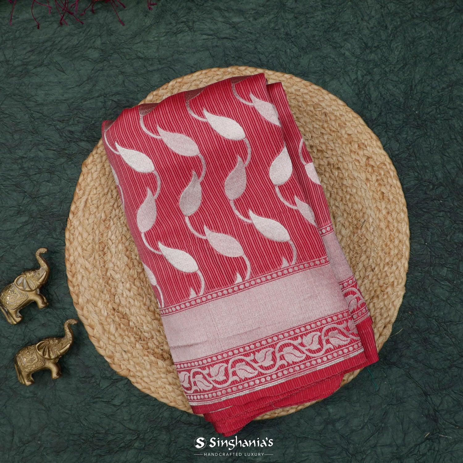 Indian Red Kota Saree With Banarasi Weaving