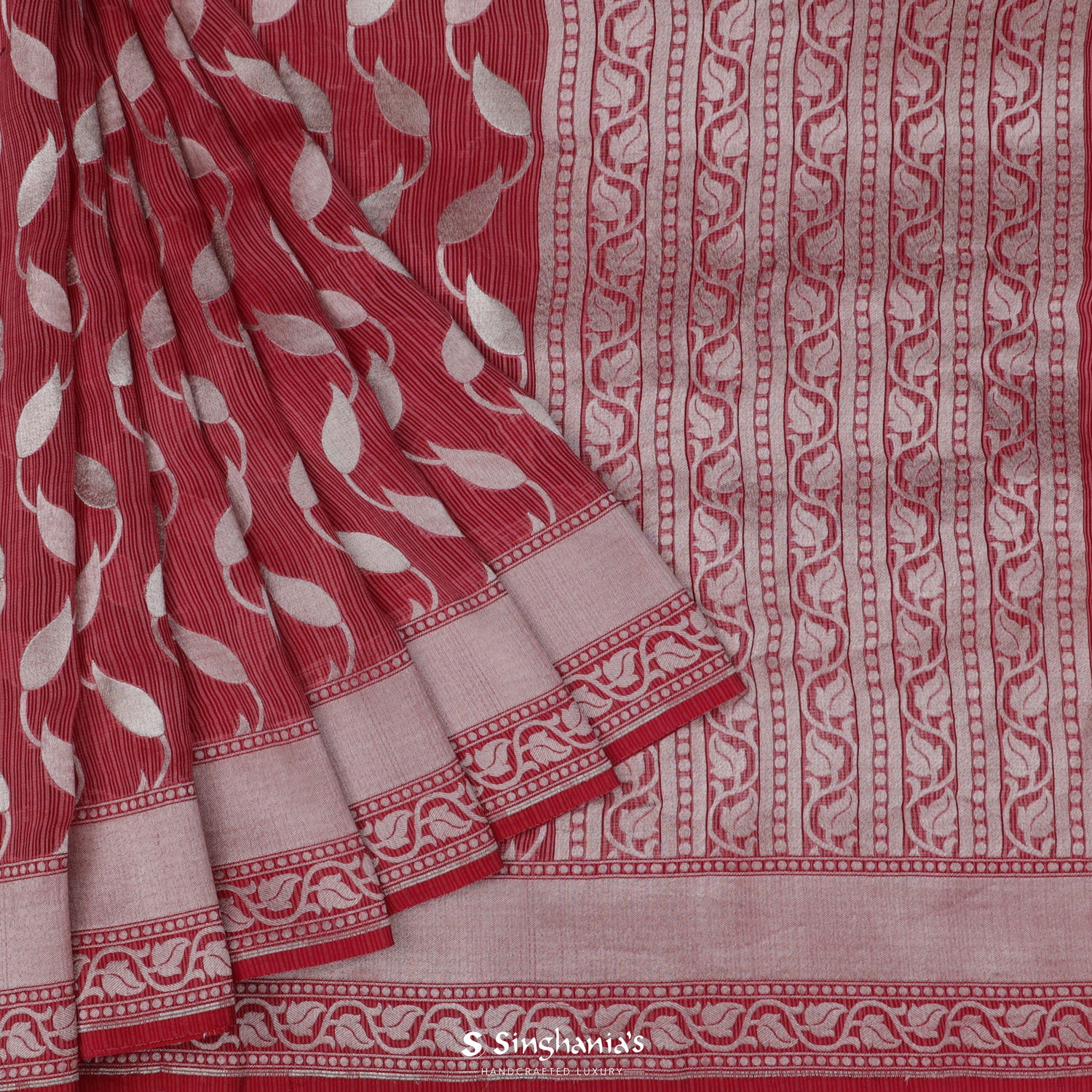 Indian Red Kota Saree With Banarasi Weaving