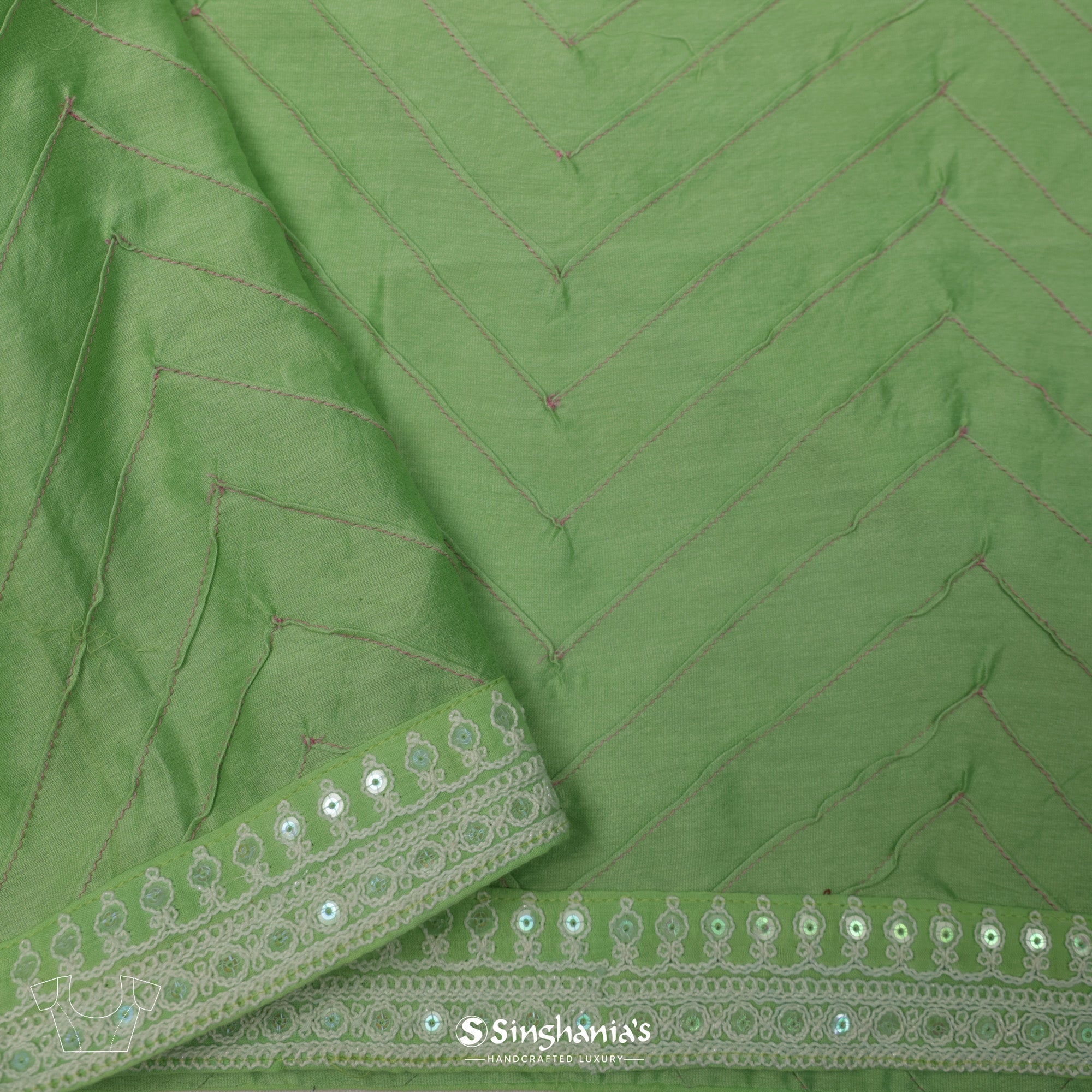 Demure Green Organza Saree With Embroidery
