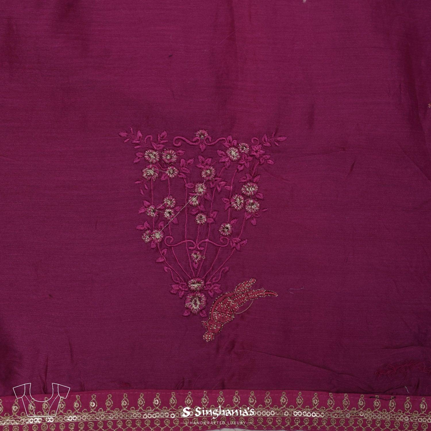 Mulberry Pink Organza Saree With Floral Buttas