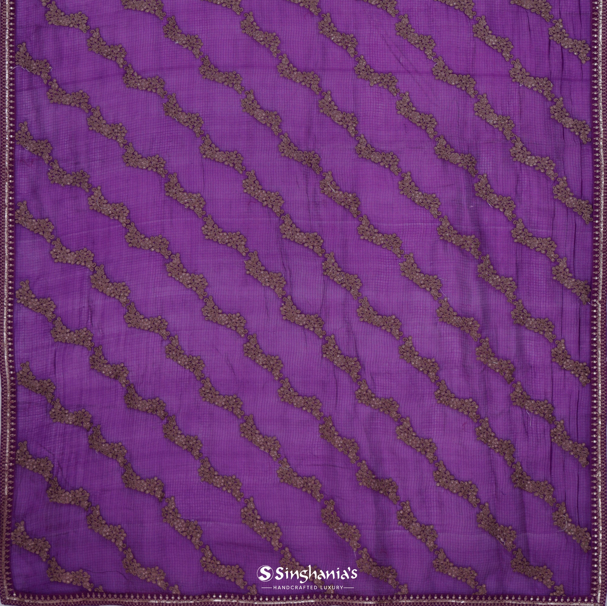 Luxury Purple Kota Silk Saree With Zari Embroidery