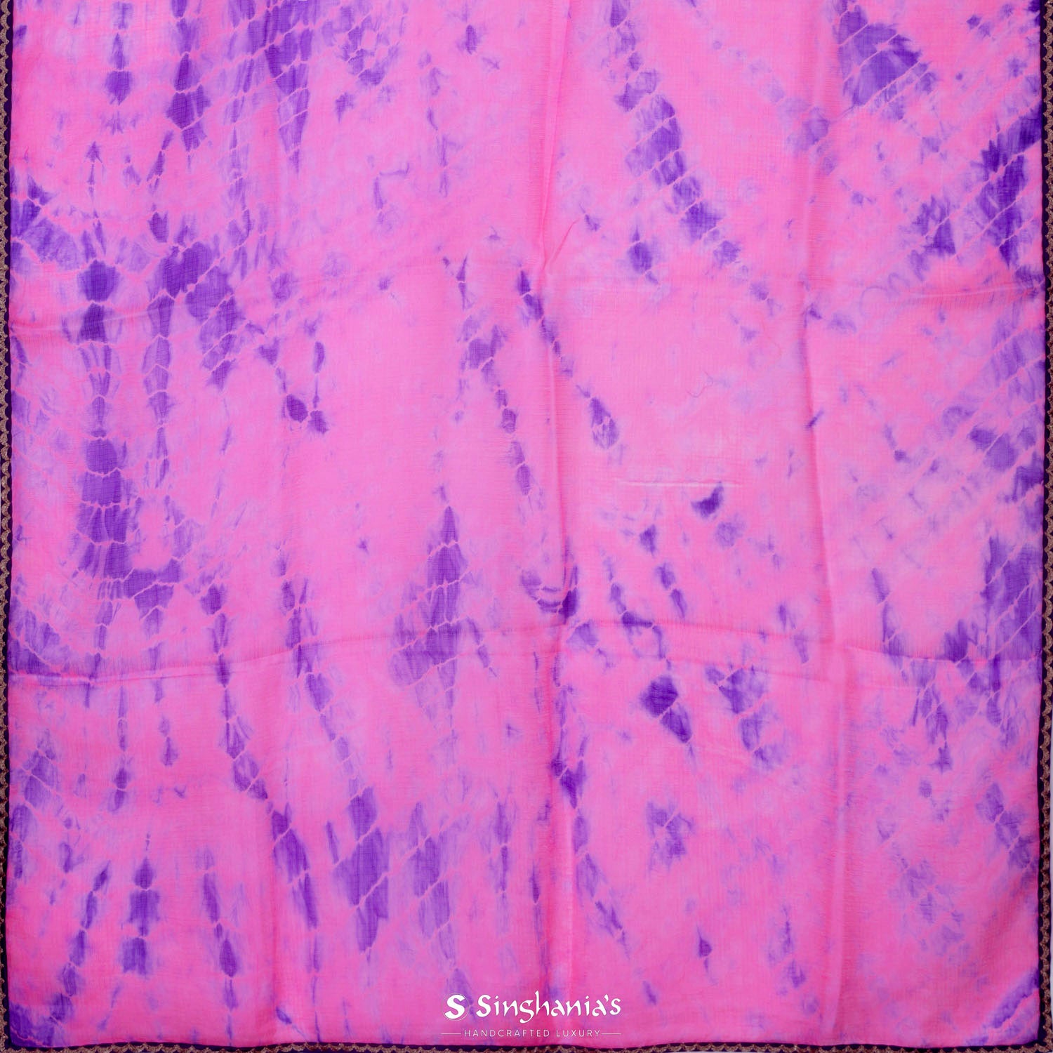 Blush Pink Kota Silk Saree With Shibori Print