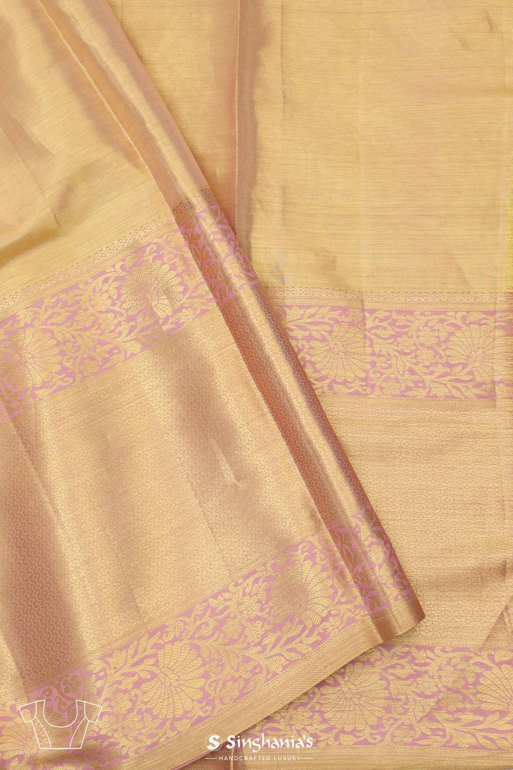 French Pink Floral Kanjivaram Silk Saree