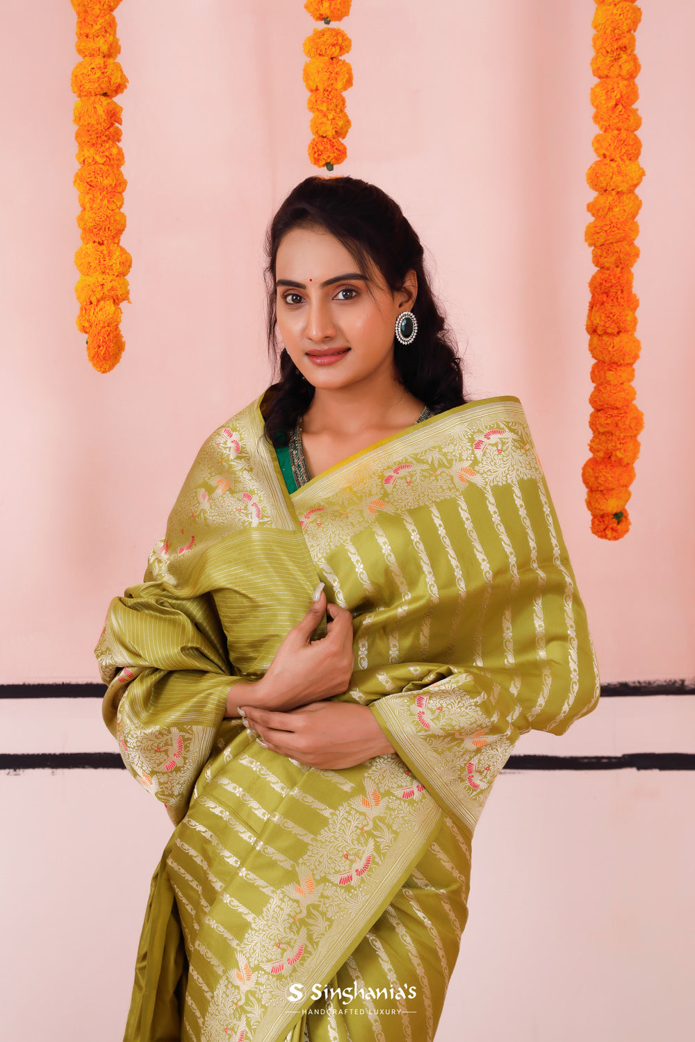 Yellow And Dark Green Party Wear Silk Saree For Woman Banarasi Saree Organza Silk Paithani Saree high quality Latest Paithani Saree