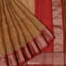 Copper Brown Printed Maheshwari Saree With Geometrical Pattern