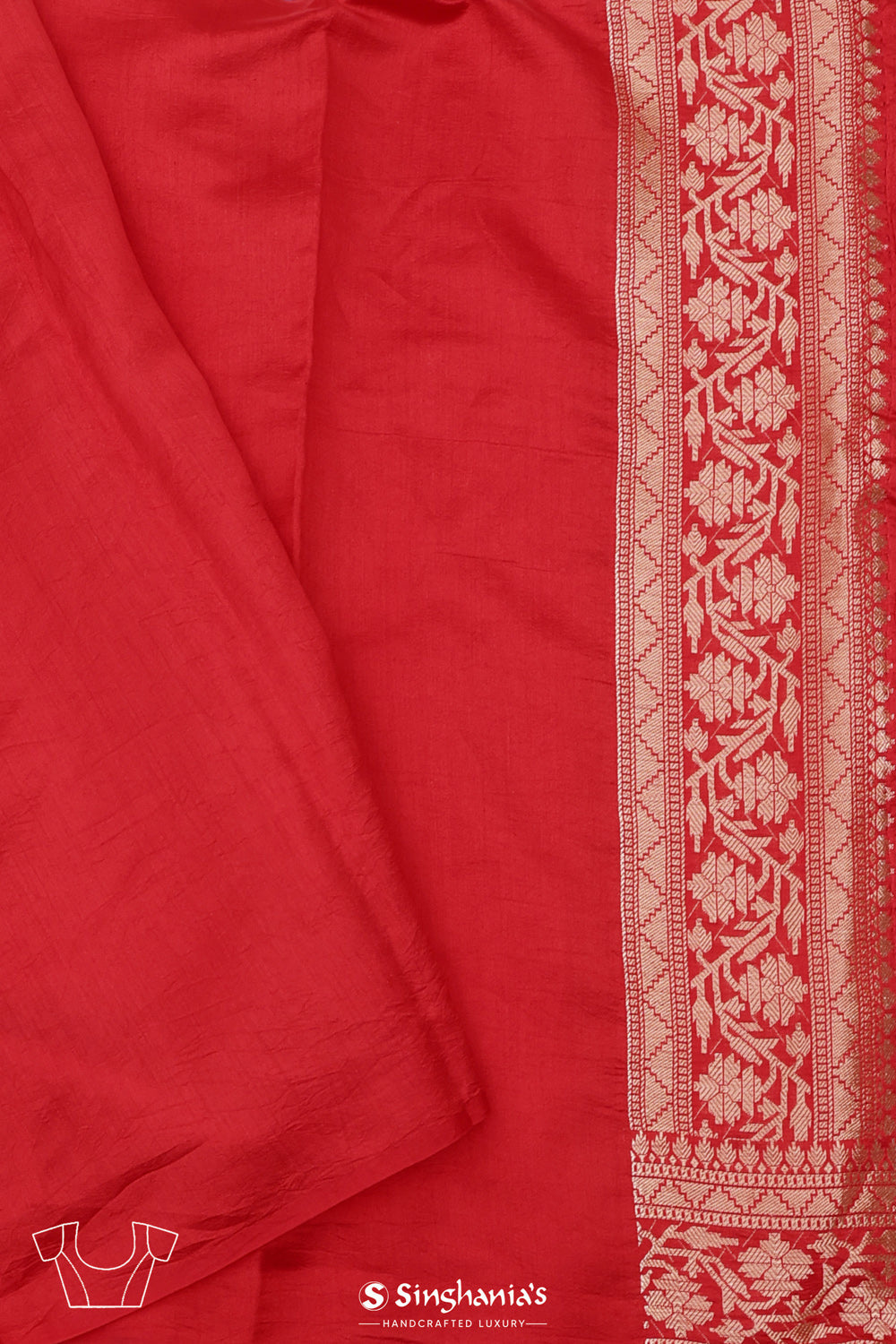 Husker Red Chiniya Banarasi Silk Saree