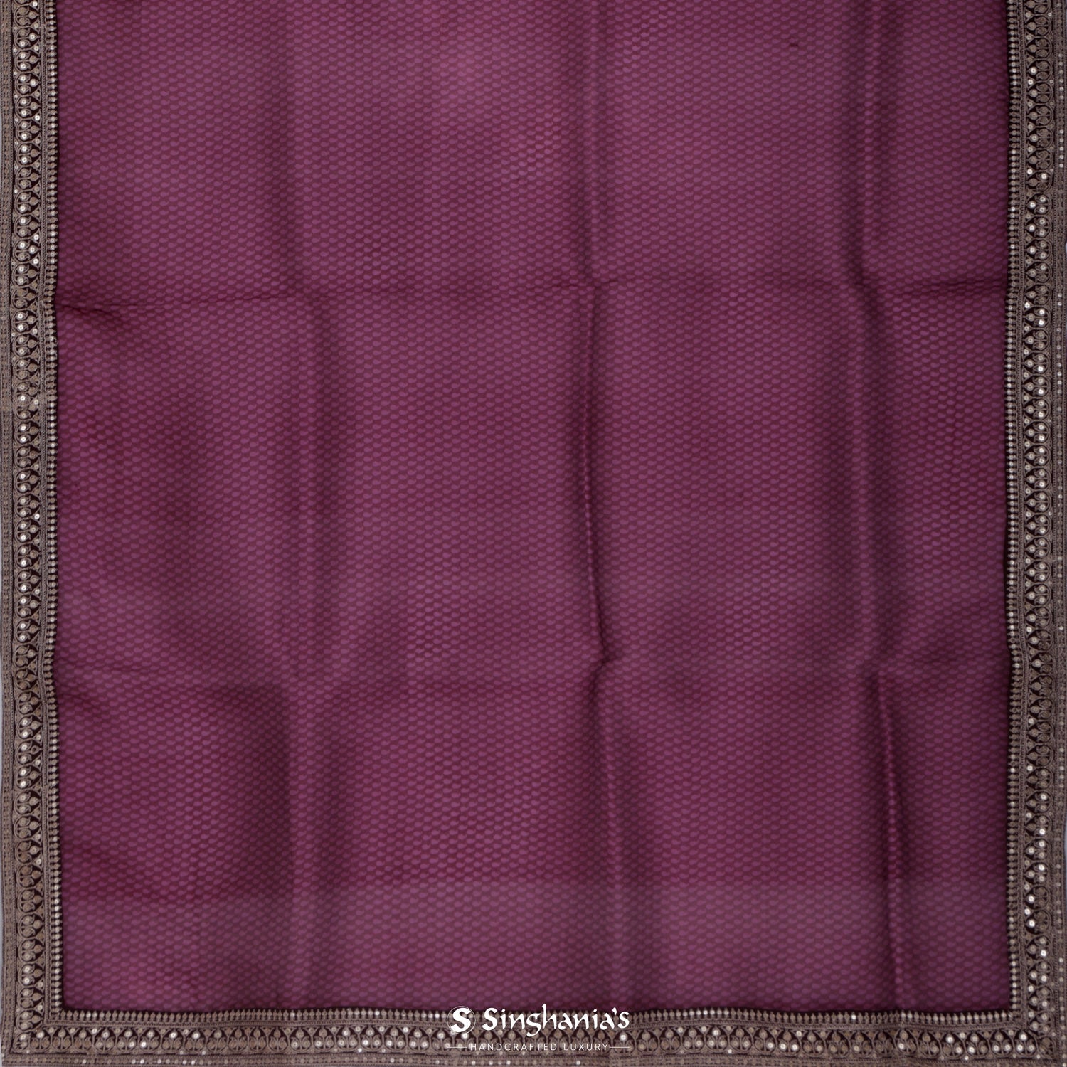 Purple Violet Printed Organza Saree With Embroidery