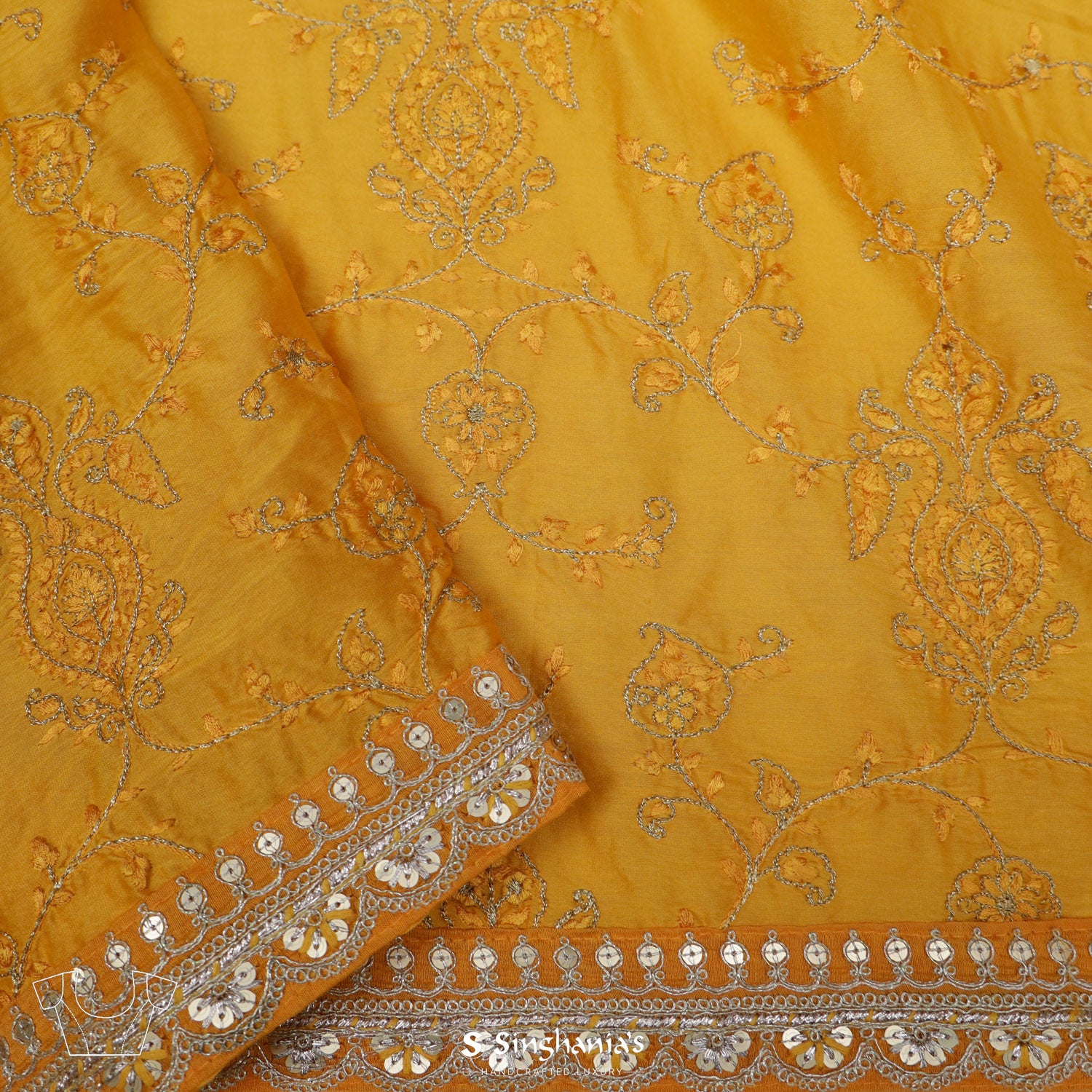Sunglow Yellow Chiffon Saree With Bandhini Pattern