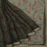 Hunter Green Printed Organza Saree With Embroidery